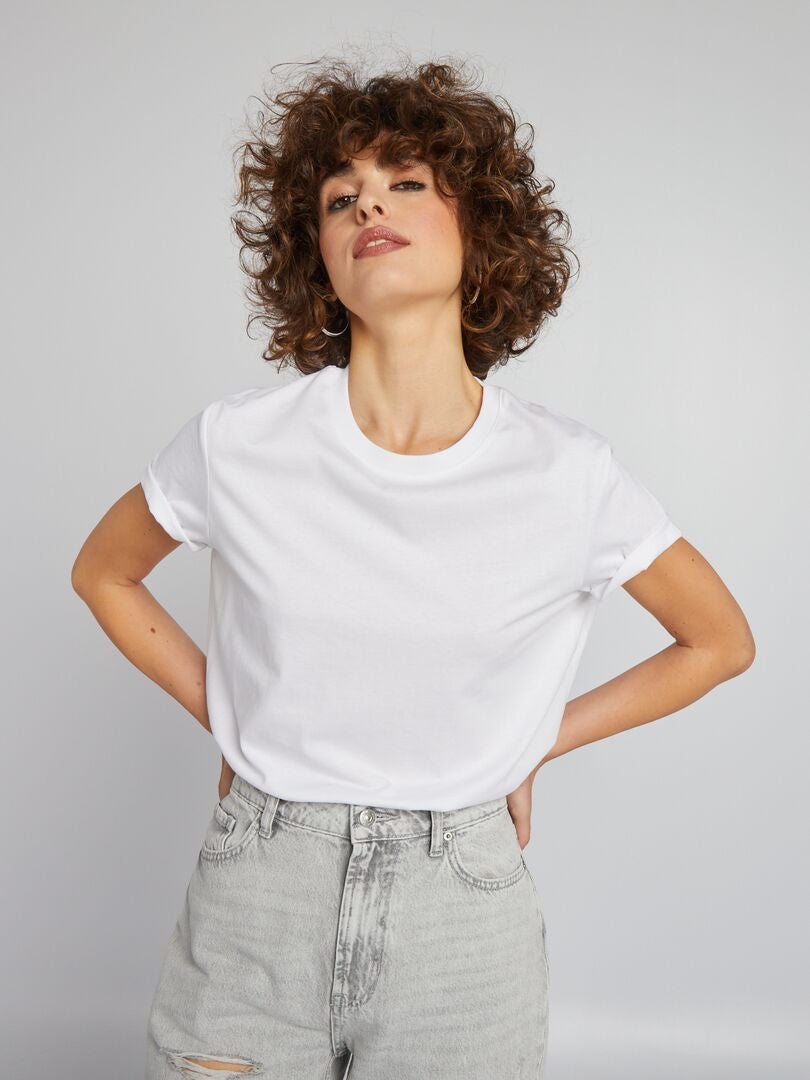 Camiseta lisa de malha - branca