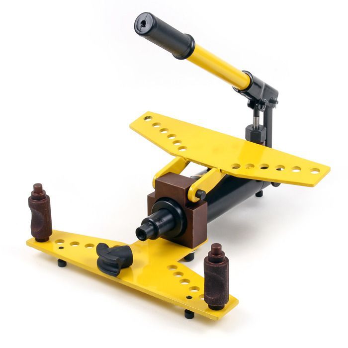 Prensa dobladora hidráulica Wiltec, dobladora de 6 toneladas, 6 matrices, máquina de 325 x 385 x 215 mm, doblado preciso a 90°, doblado de tubos Ø6,3