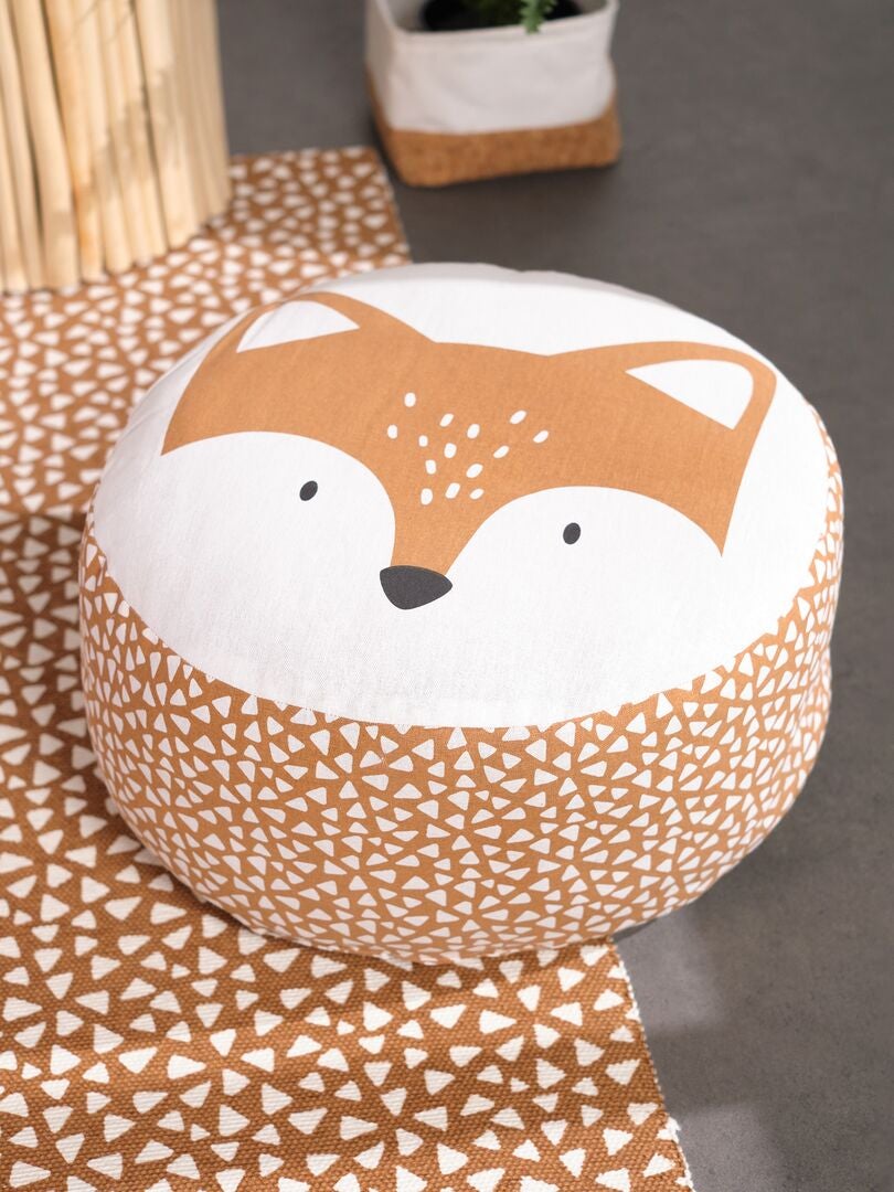 Poef met 'vossen'-print - GEEL