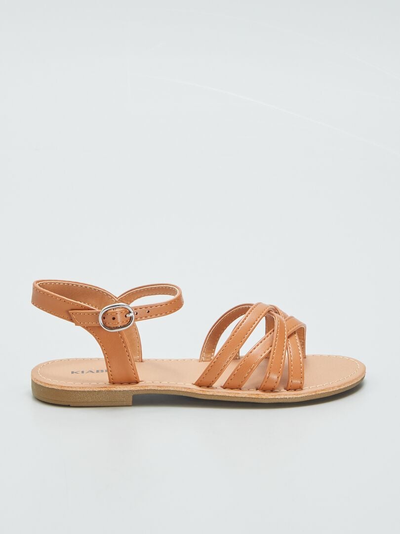 Sandalen met gekruiste bandjes - BRUIN