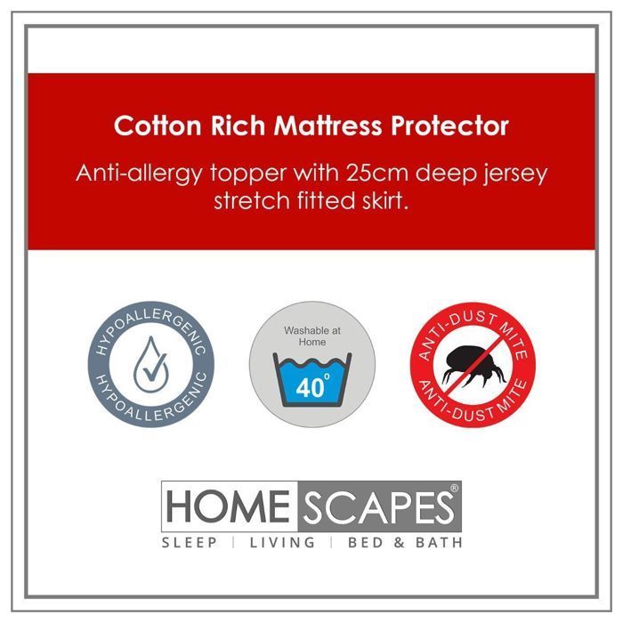 Protector de colchón - HOMESCAPES - 120 x 190 cm - Hipoalergénico - Lavable - Cómodo