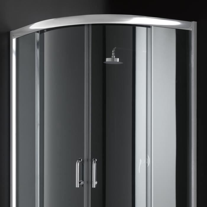 Cabine Paroi Douche Demi-Circulaire 80x80 H198 Transparent 6mm mod. Alabama - IDRALITE - Coulissante - Verre 6mm