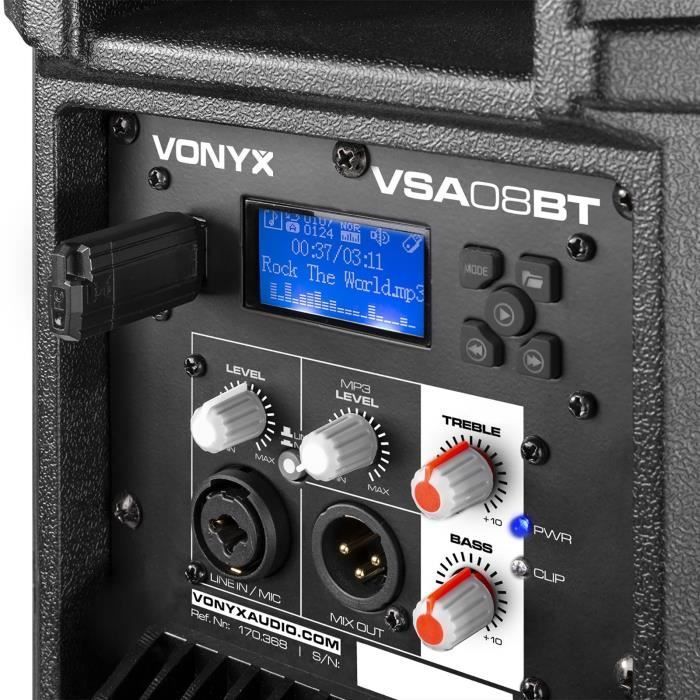 Enceinte active bi-amplifiée - VONYX - VSA08BT - Bluetooth 5.0 - 250 Watts - Woofer 8 pouces