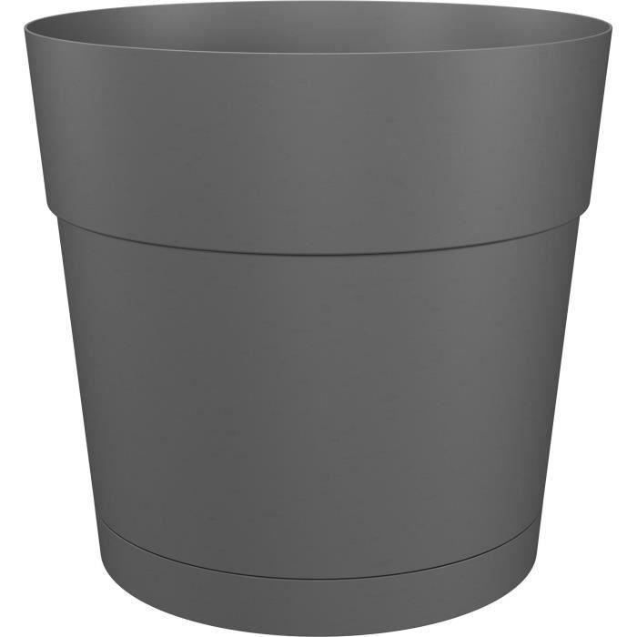Maceta redonda grande ARTEVASI CAPRI - Plástico - Depósito de agua - Diámetro 30 cm - Antracita - L 29,5 x An 29,5 x Al 28,2 cm