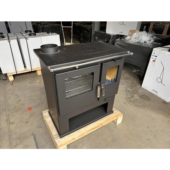 Poêle à Bois Verso CS - 7,7 kW | Plaque Supérieure en Métal, Chauffage Efficace et Sortie de Fumée à Gauche