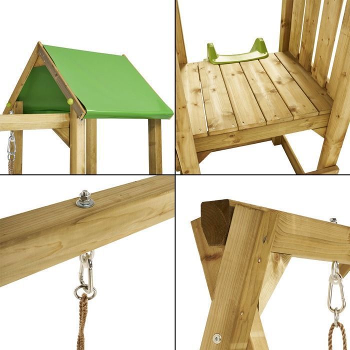 KANGUI WALLI 90 Zona de juegos infantil de madera: tobogán, columpios, estructura para trepar y casita de juegos.