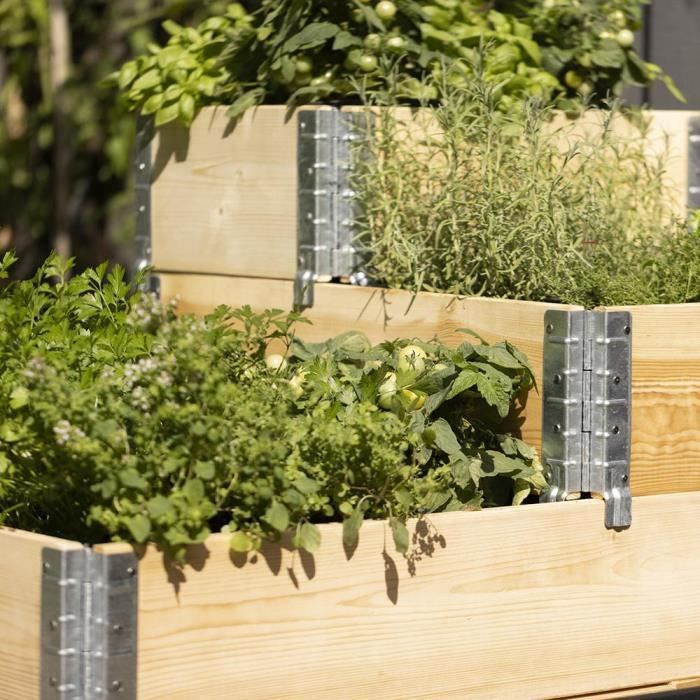 Carré potager - Stepped Bed - 120 x 80 x 58.5 cm - Bois de sapin et acier