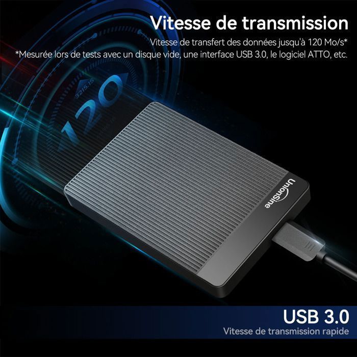 Disque Dur Externe - UNIONSINE - HD2510 - 750Go - USB 3.0 - Portable 2.5'' Noir