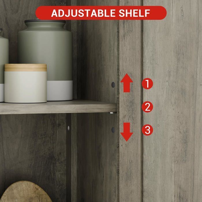 Kitchen storage unit - LUNSY - 4 compartments - Frosted glass doors - Adjustable shelves