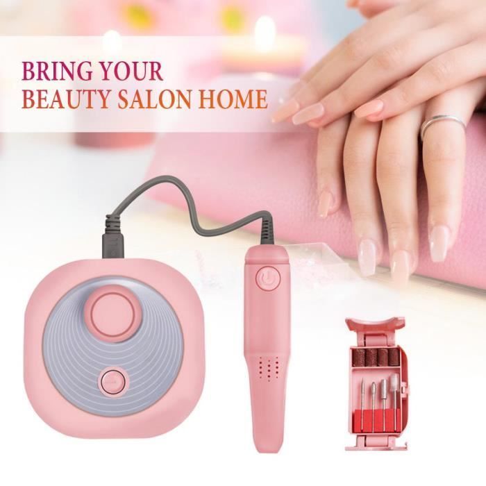 UMIWE Machine Électrique à polir les ongles Manucure Pédicure Polissage Ongles Nail Art Ponceuse Rose