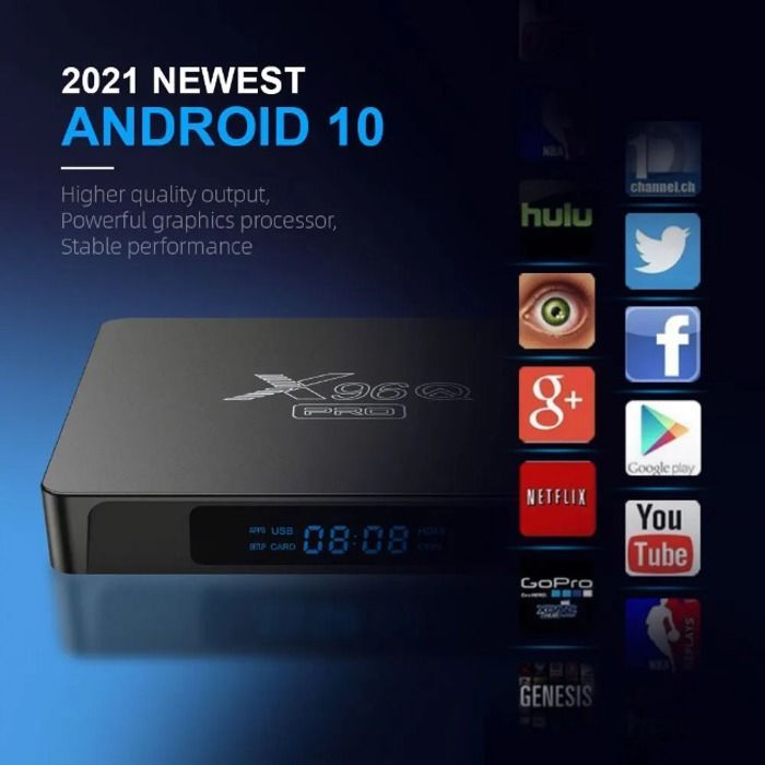 DWO EUROPE™ Android TV Box Android 10 X96Q PRO Smart TV BOX Dual Wifi BT 2GB+16GB Allwinner H313 6K Netflix Google Store