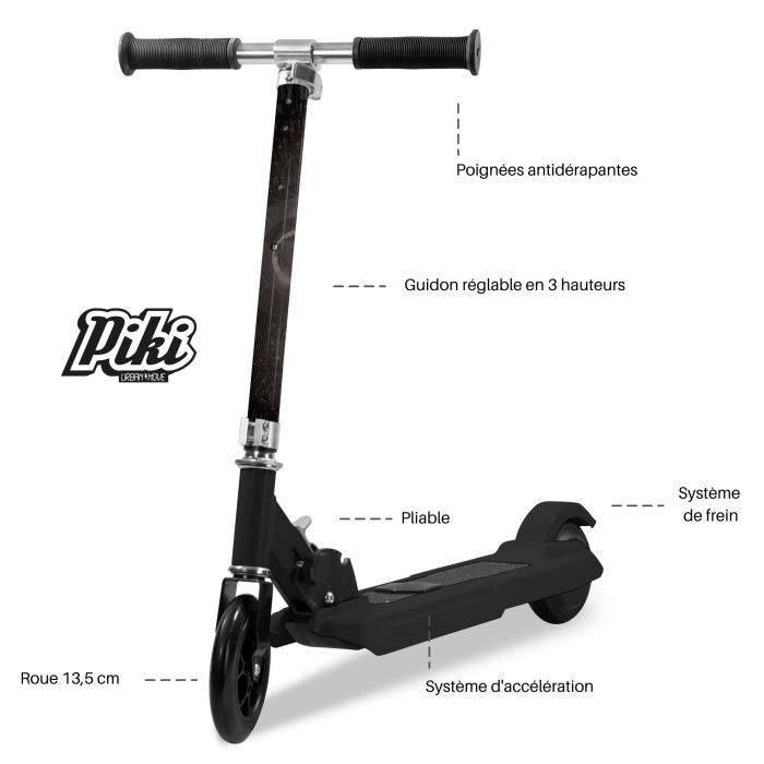 PIKI Wonder Two Folding Electric Scooter for Children - Black - 100w / Lithium Battery