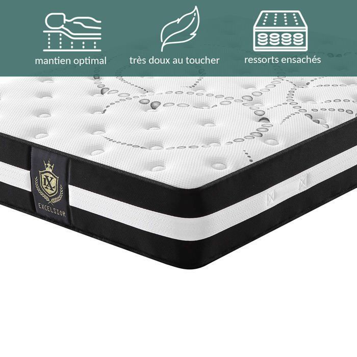 Materasso Excelsior 180x200 di Sampur | Spessore 30 cm - Memory foam - Molle insacchettate - Schiuma ad alta resilienza - Comfort
