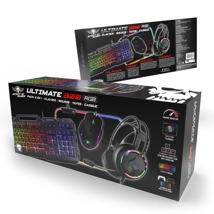Pack de périphériques gaming - Spirit of Gamer - ULTIMATE 300 - RGB - 105 touches - Filaire