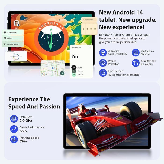 Tablet de 11 polegadas - ORIGENS ÉTNICAS - Android 14 - 36 GB de RAM - 256 GB de ROM - 9580 mAh
