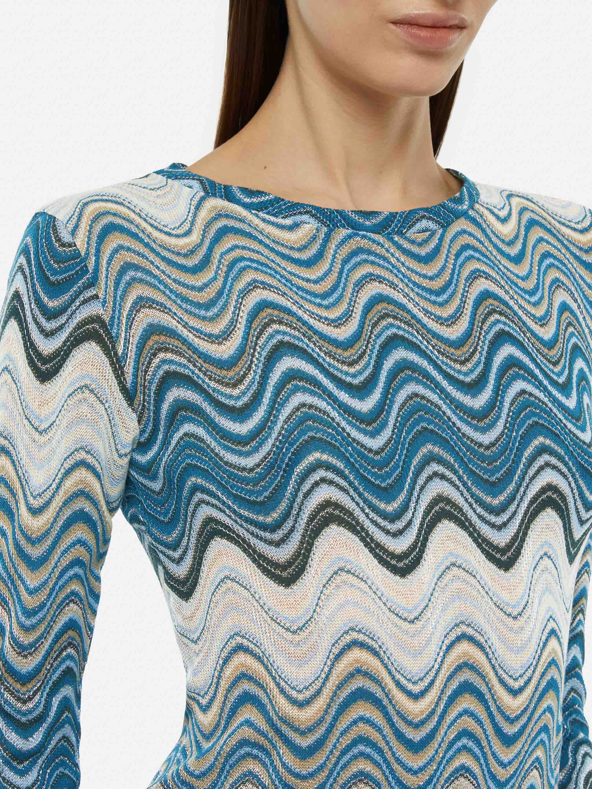 Vestido curto Imany em malha raschel azul-petróleo