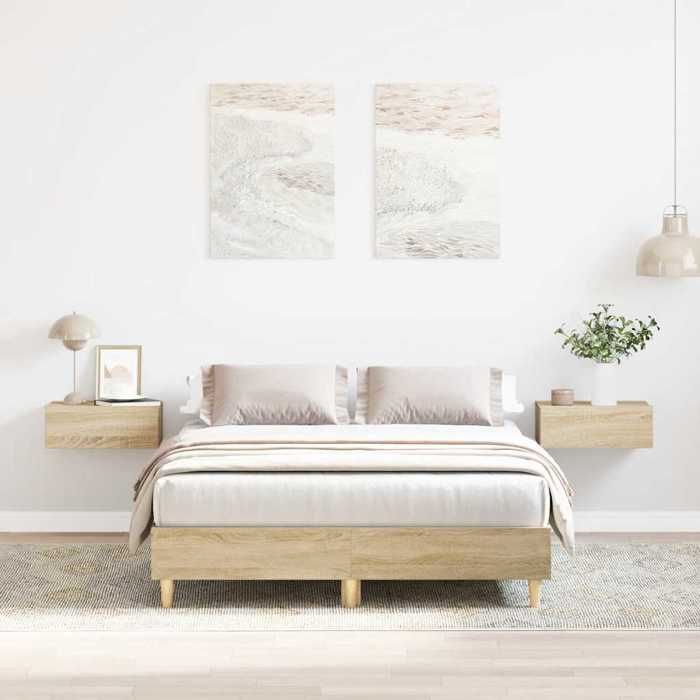 Estructura de cama individual - vidaXL - Roble Sonoma - Madera maciza - 193x123x25 cm - 120x190 cm - Base de láminas - Individual