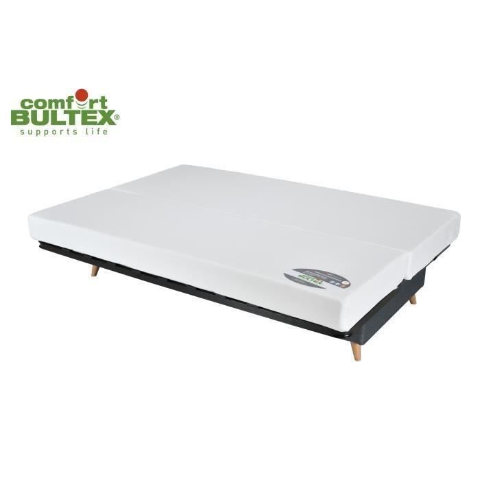 Divano letto COMFORT BULTEX a 3 posti - Tessuto antracite - Prodotto in Francia - L 192 x P 95 x H 101 cm - MONA