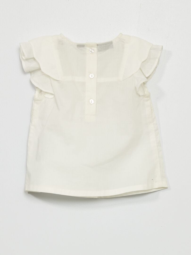 Blusa de gola redonda em cor sólida - Branca