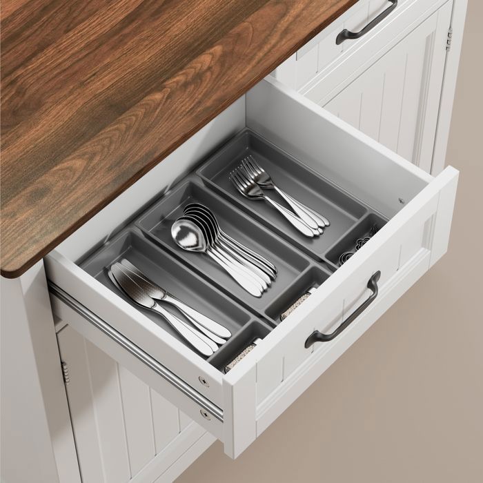 Mobile contenitore Bealife - Marrone - Armadio, Credenza da cucina, Mobile da cucina con 2 ante e 2 cassetti, Mobile da bagno