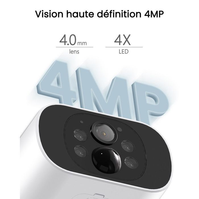 ARCCTV 4MP Wireless Surveillance Camera Kit, Video Surveillance + 4 Solar Battery-Powered Cameras + 1 4CH Station with 64GB SD Card