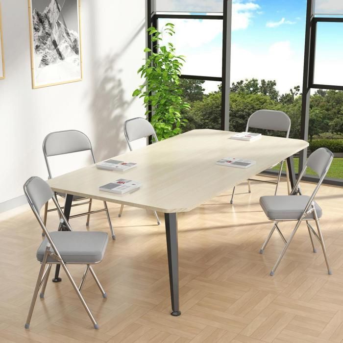 Lot de 4 Chaises Pliante - MIPAN -  Chaises Pu -  Salle à Manger Pliantes Pour Cuisine,Terrasse,Jardin - Max:120 Kg - Gris