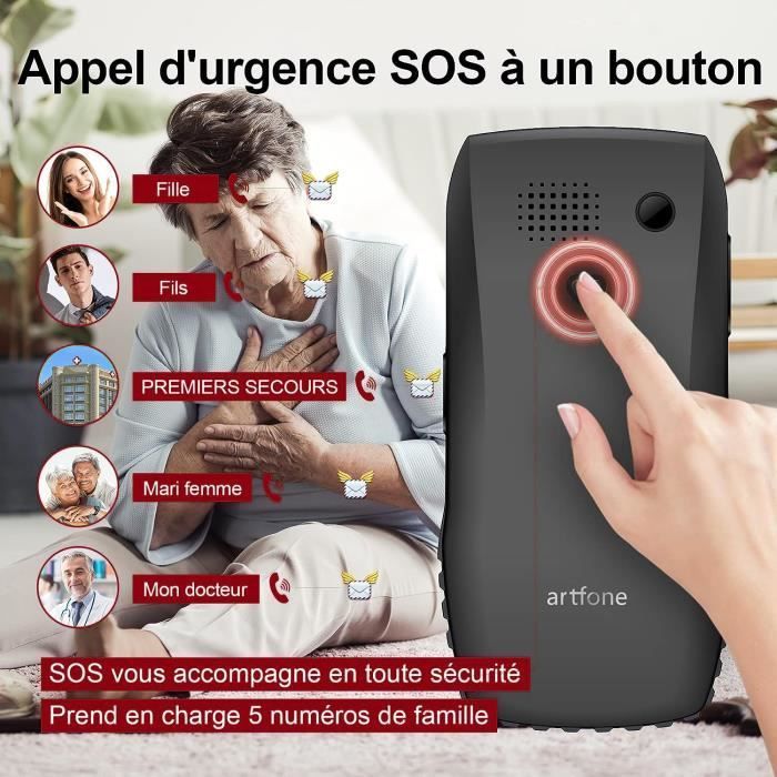 Teléfono móvil - Artfone - C1+ - 4G - Botones grandes - Botón SOS - Batería de 1400 mAh