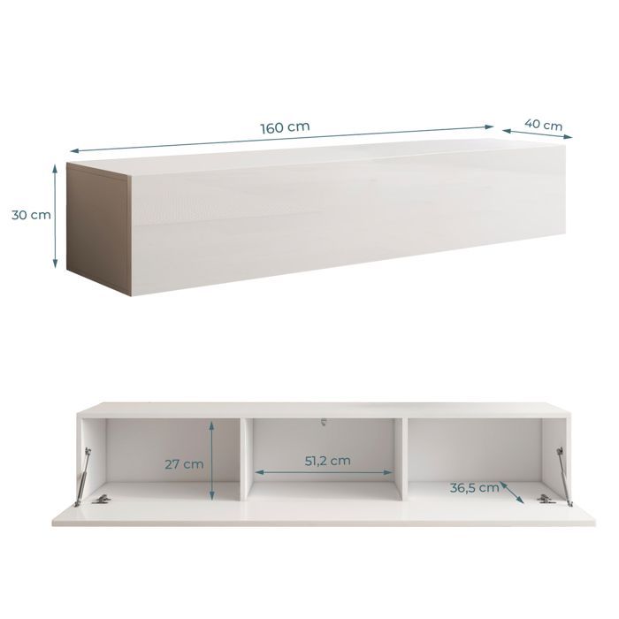 Mueble para TV - NORA - Forli XL - Blanco - Puerta abatible - Diseño contemporáneo