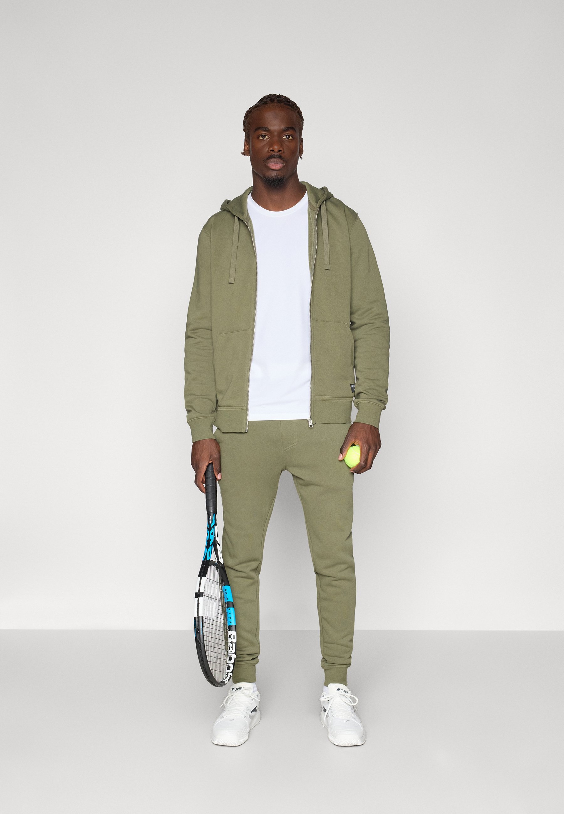 Felpa con cappuccio e zip centrale Björn Borg - Felpa con zip - verde oliva polveroso