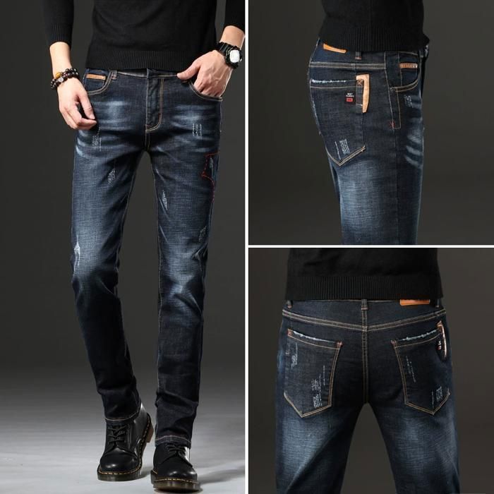 FUNMOON Men's Jeans - Skinny - Elastic - Slim Fit Pencil Pants