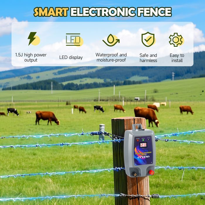 Electrificador de cercas 12V Pro 10KM, Ganado, Animales grandes, Granja, Control de seguridad, Pastos, Resistencia