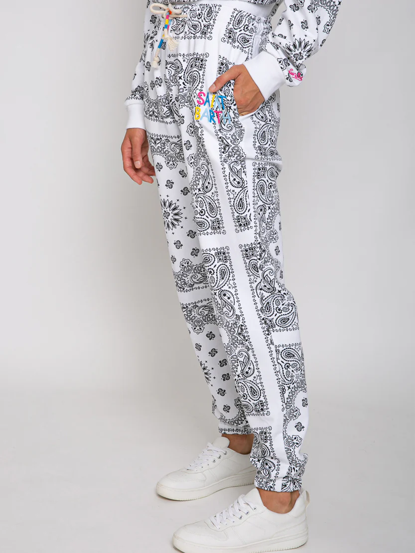 Pantalones deportivos de algodón con estampado de bandana y bordado de Saint Barth.
