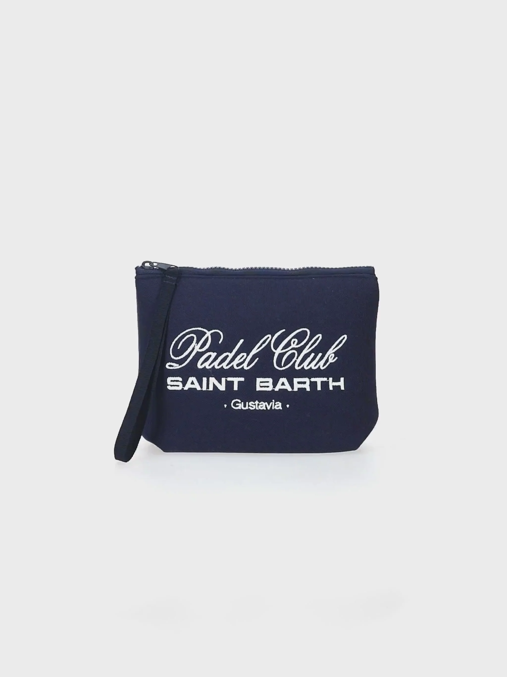 Pochette Aline bleu marine en piqué avec broderie Padel Club Saint Barth