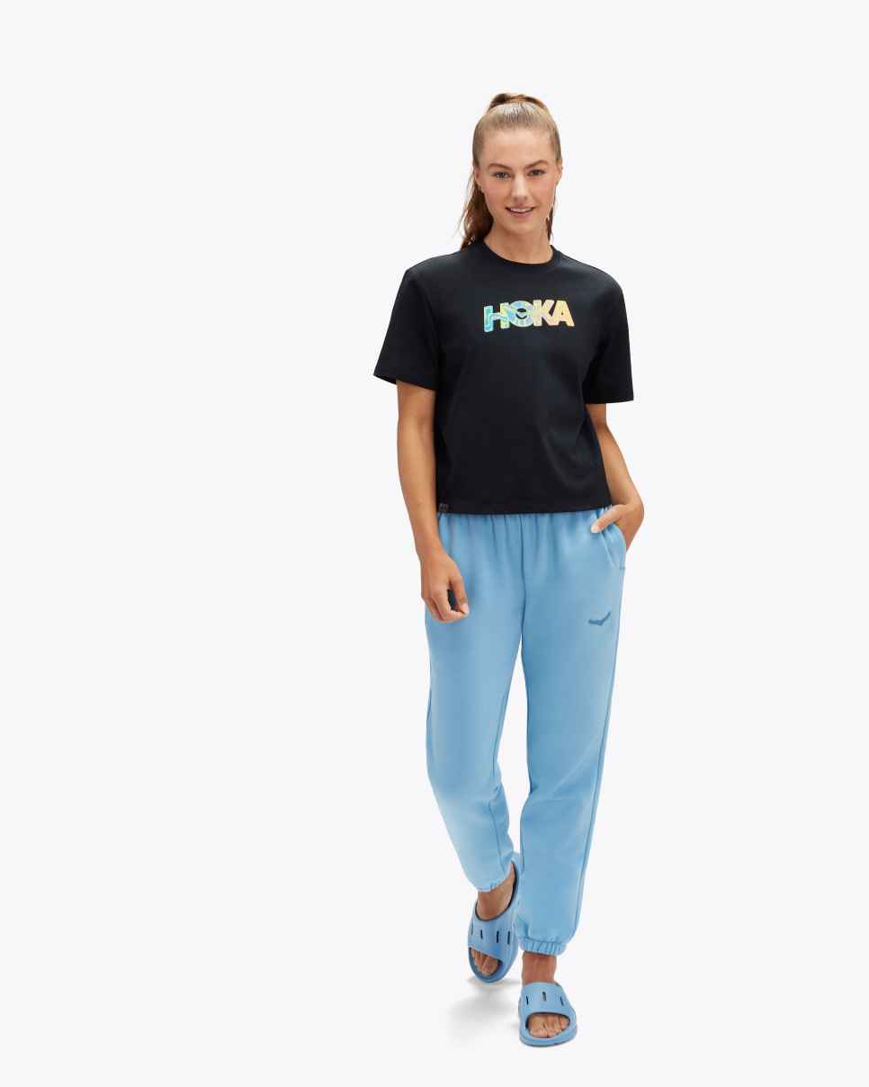 HOKA Topo Logo T-shirt met korte mouwen, zwart