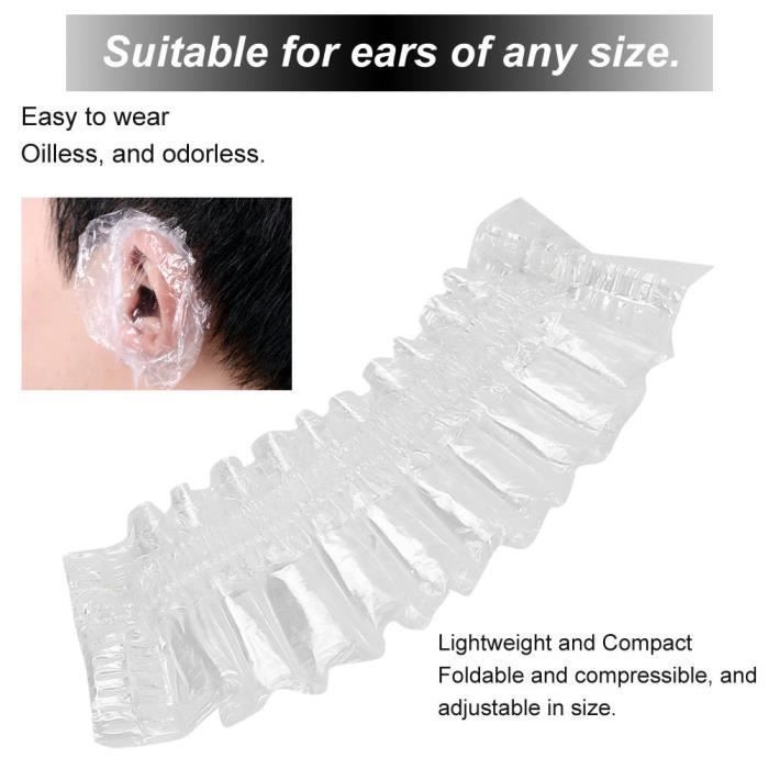Compact Shower Ear Covers, Disposable Ear Protectors, 100 Pieces, Lightweight Elastic Ear Covers