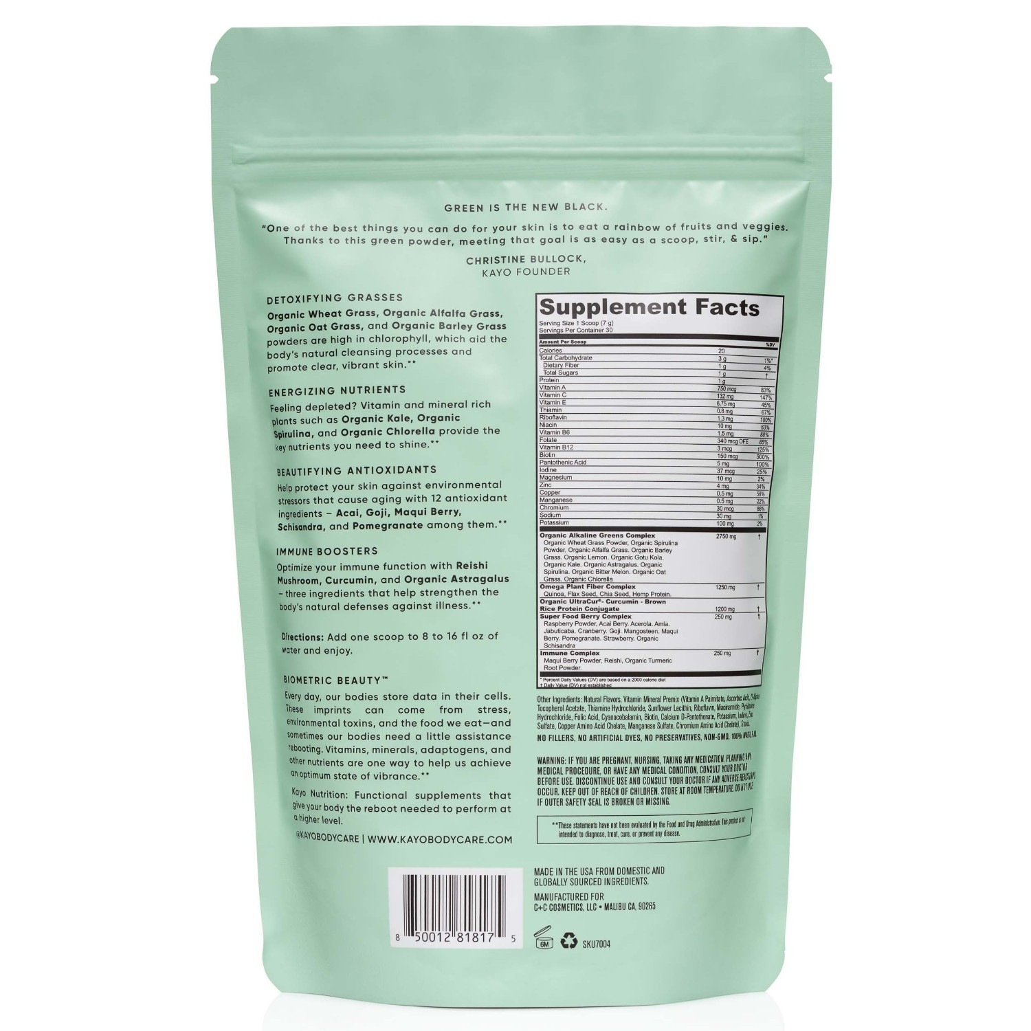 Kayo Body Care Vital Greens prehransko dopolnilo - 210 g