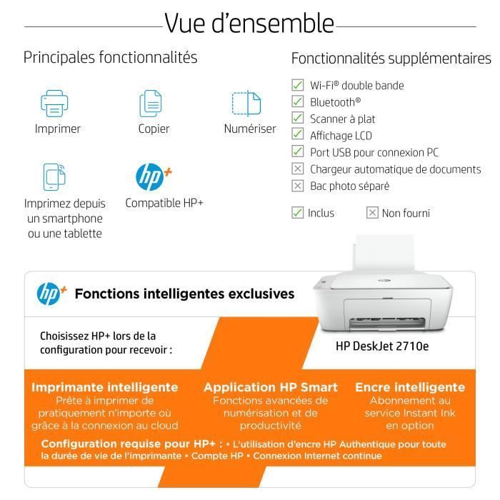 Stampante multifunzione a getto d'inchiostro a colori HP DeskJet 2710e - 6 mesi di Instant Ink inclusi con HP+