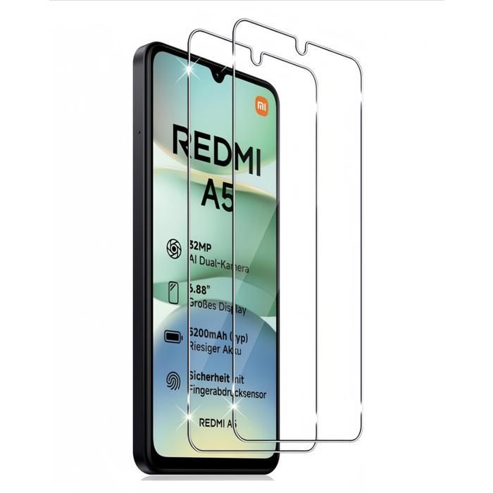 Pack of 2 Tempered Glass Screen Protectors for Xiaomi Redmi A5 4G - Transparent - Scratch Resistant - Ultra Resistant 9H Hardness