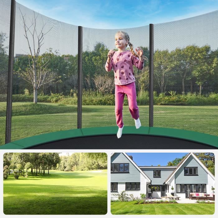 SONGMICS Outdoor Trampoline 366 cm - Tuin Zwart en Groen STR12GNV1