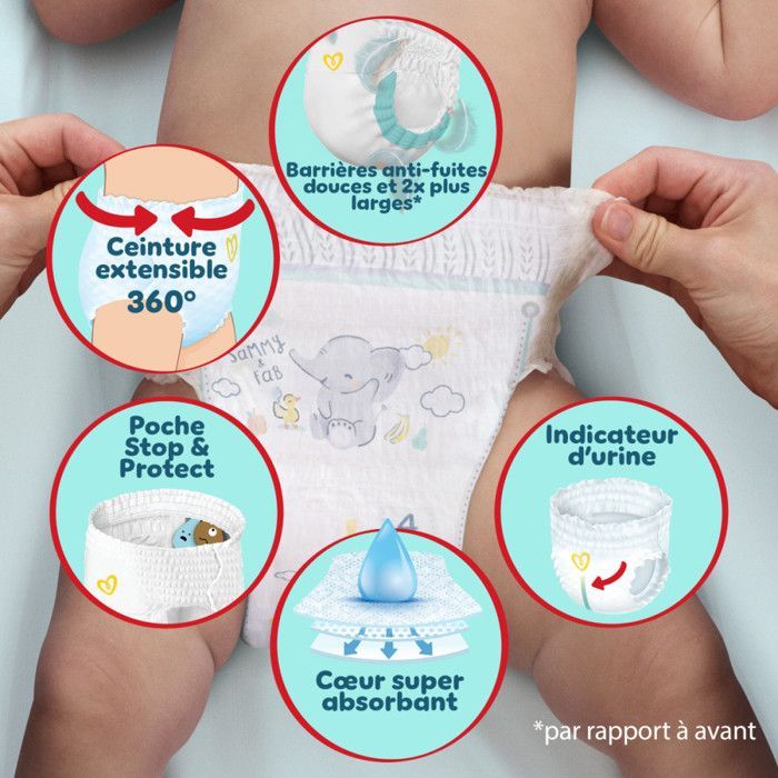 Pampers Premium Protection Pants, Taille 3, 192 couches-culottes