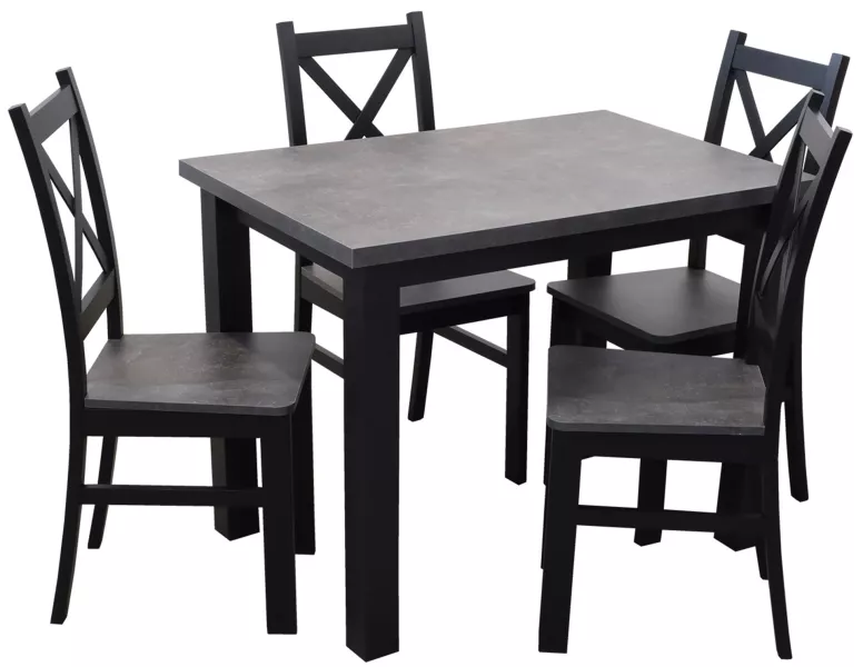 Zestaw stół 120x80 z 4 krzesłami M002-4 Czarny/Beton