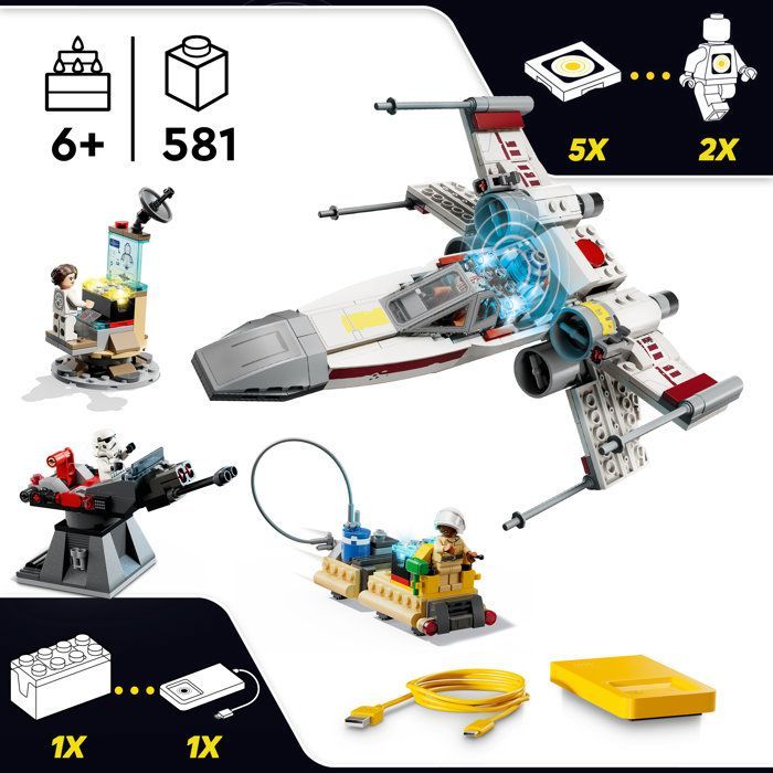 LEGO Star Wars 75423 SMART Play : le X-Wing Red Five de Luke - Jeu Interactif dès 6 ans