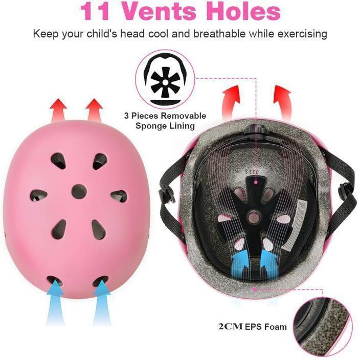 Adjustable Children's Bike Helmet 48-56CM, Bike Helmet for Girls and Boys Ages 3-8, Protective Helmet for Cycling, Rollerblading, Skateboarding, and Scootering