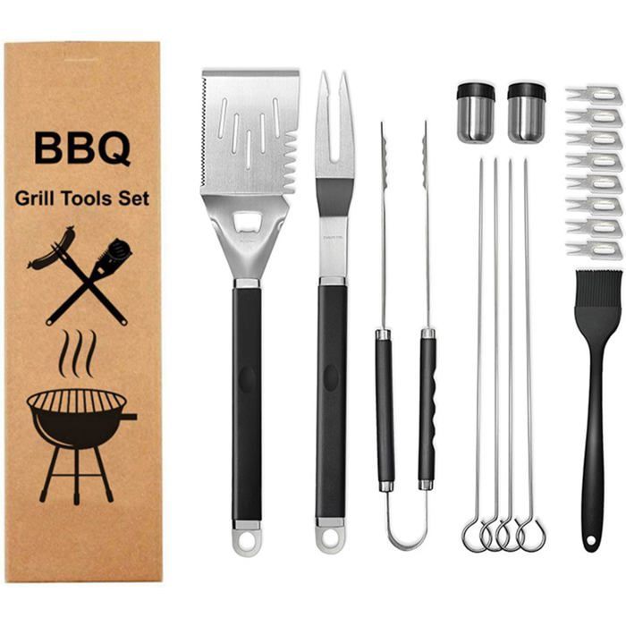Lot de 18 ustensiles de barbecue - Cadeau de qualité supérieure pour homme - Accessoires de barbecue pour barbecue à gaz - Couverts