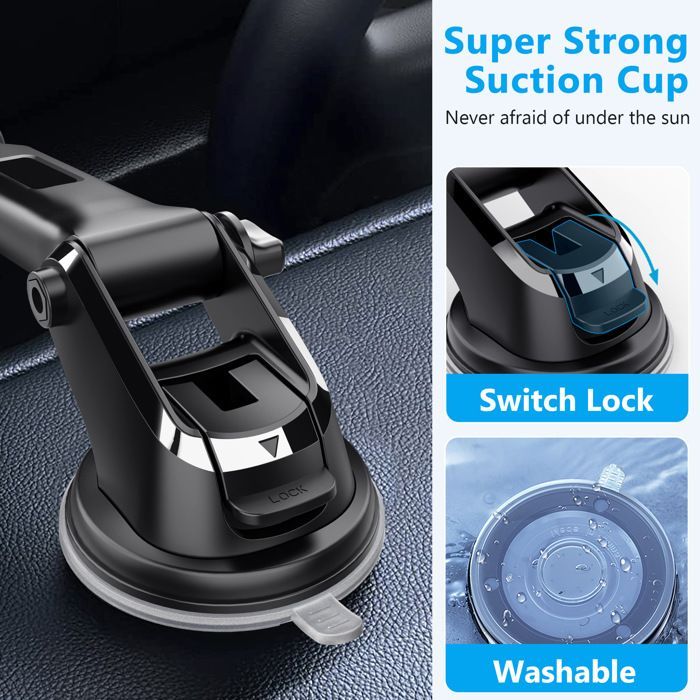 Support Telephone Voiture,Porte Telephone Voiture Ventouse Pare-Brise Tableau de Bord Compatible avec Smartphones 4.0''-7.0''