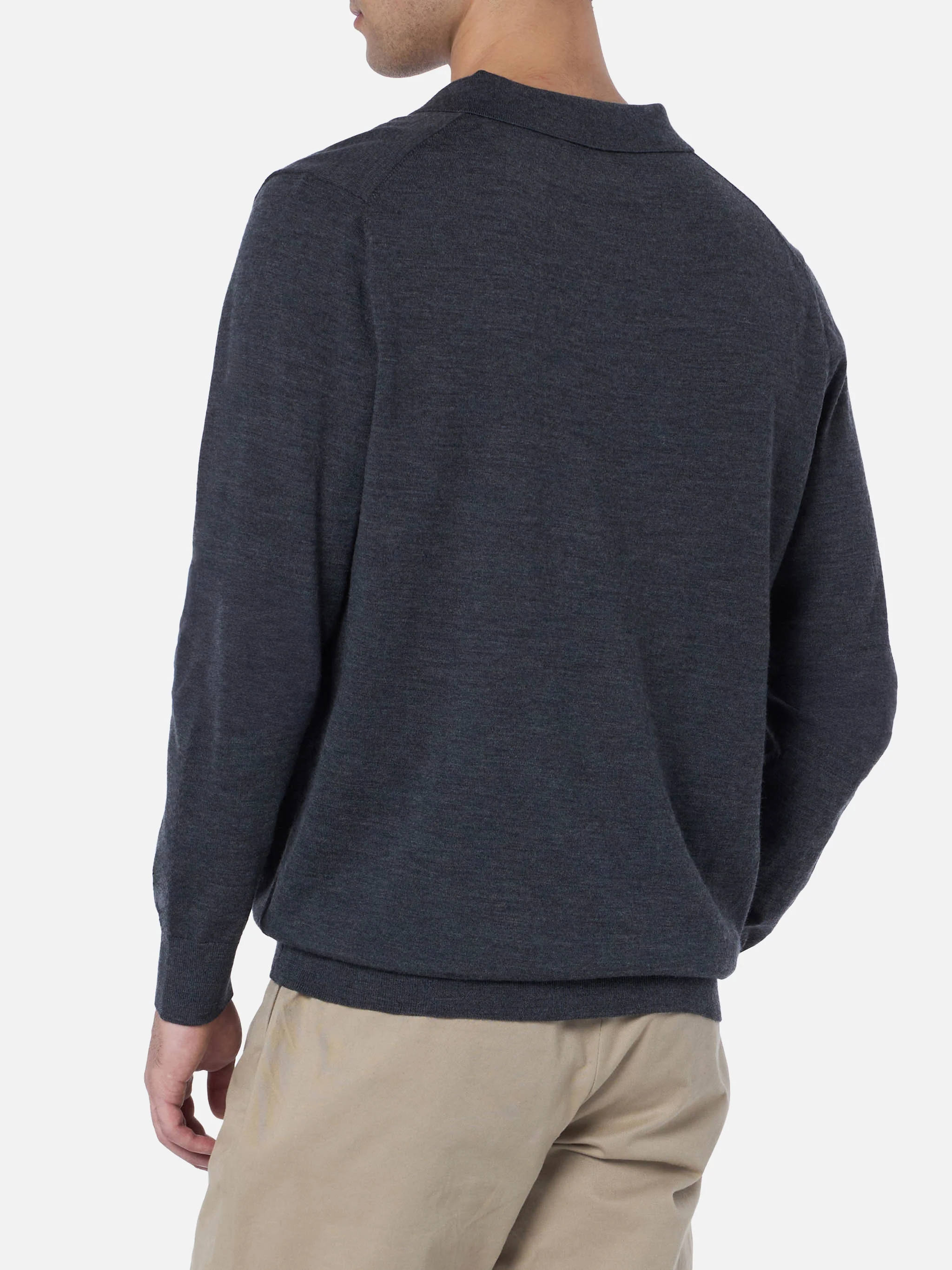 Covent herenpoloshirt van antracietkleurige merinowol