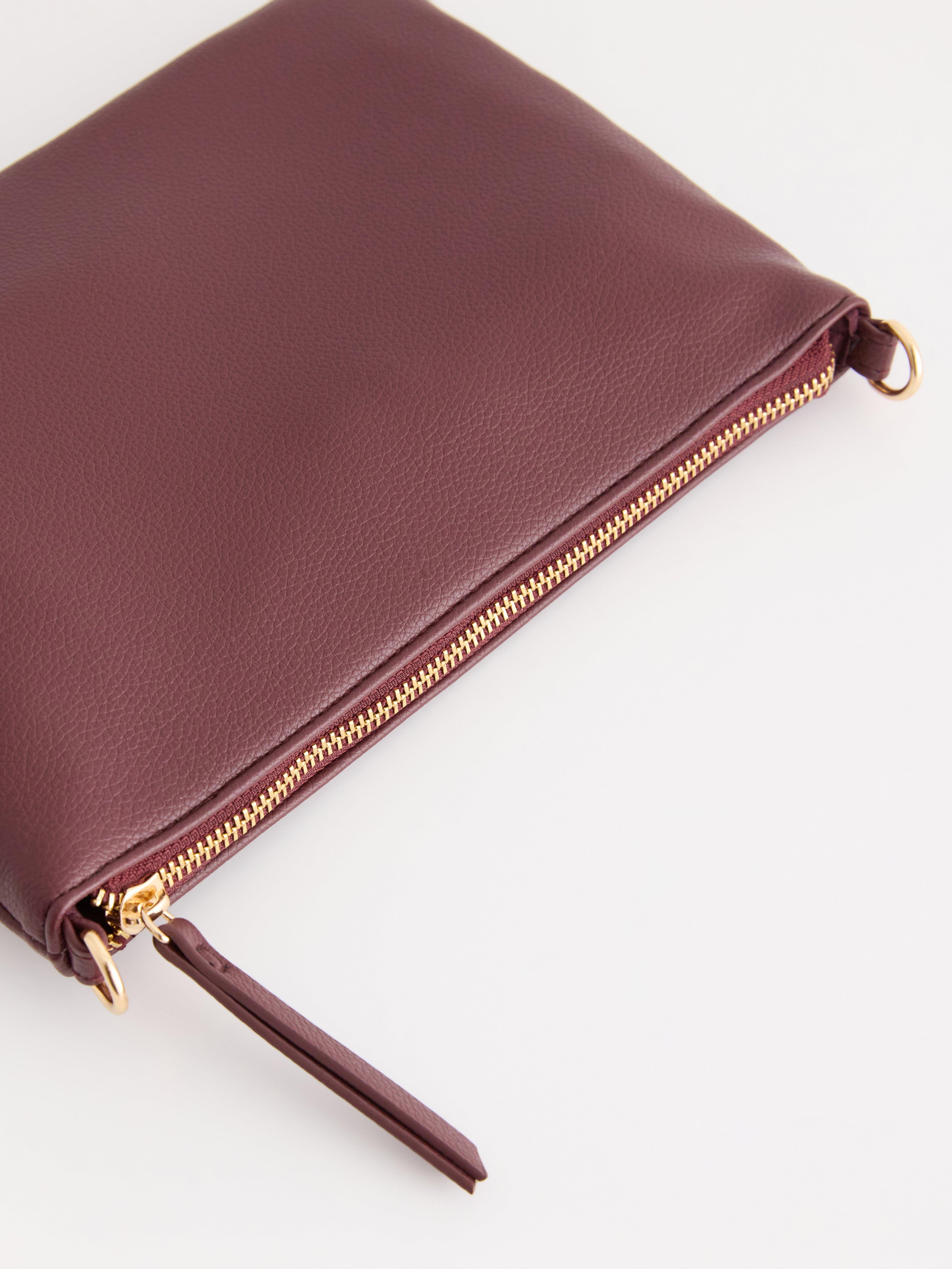 Bolsa de couro sintético vermelho escuro