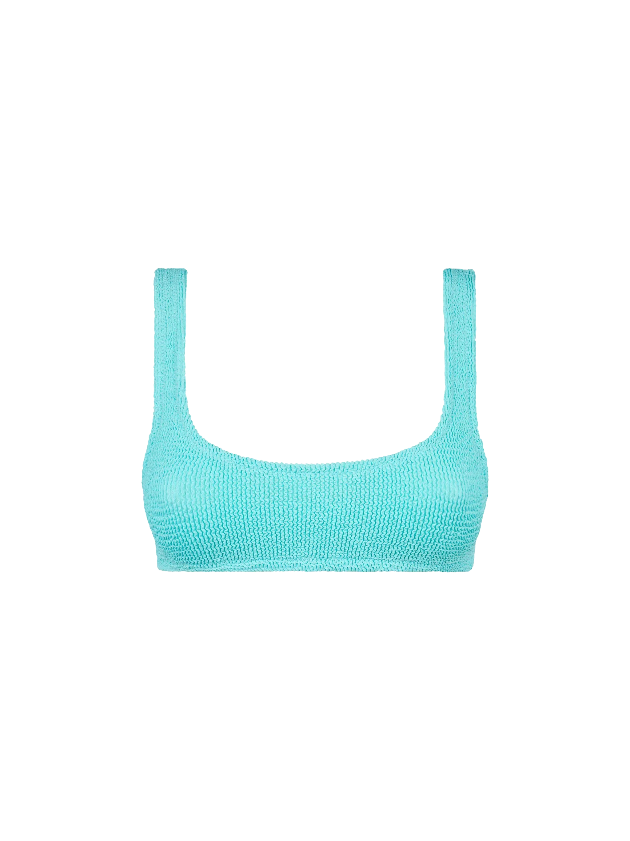 Traje de baño tipo bralette plisado verde agua para mujer