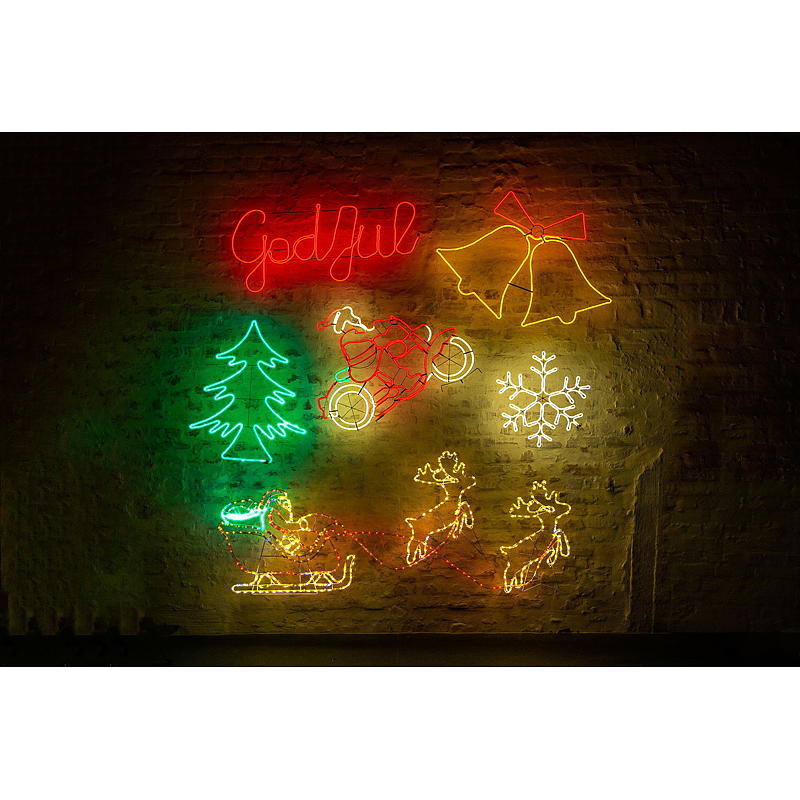 Light IT lichtreclame met sneeuwvlokmotief, 57x51 cm, neon warm wit