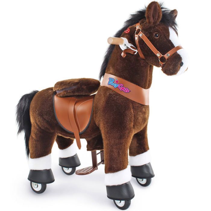 Rocking Horse Toy PonyCycle Model U Dark Brown with Brake and Sound Size 3 for 3-4 year olds